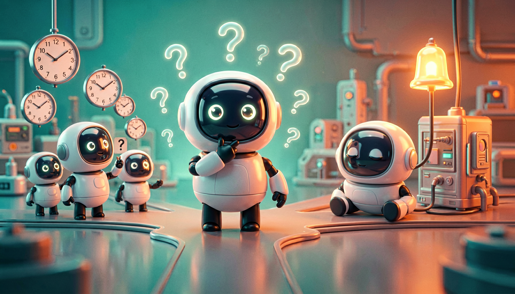 A curious robot comparing polling with event-driven automation